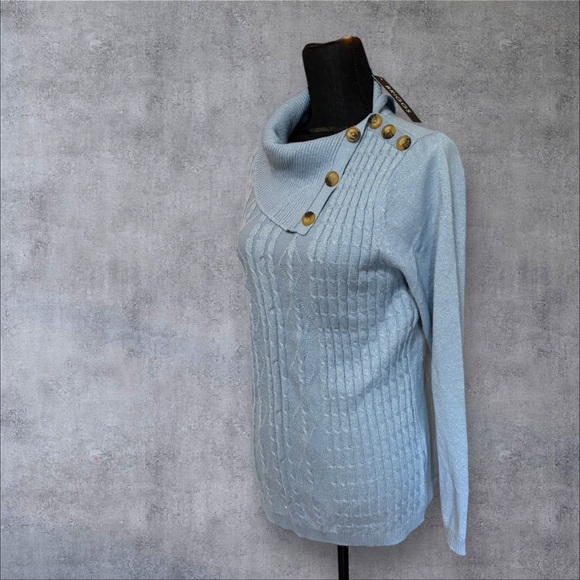 Briggs Women's Light Blue Button-Detail Sweater - Picture 3 of 5